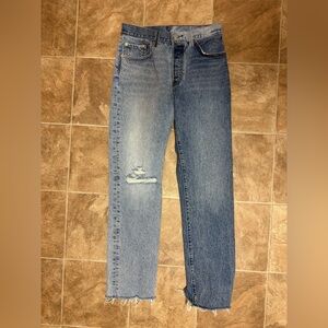 Two toned frayed hem straight leg 501 Levi’s